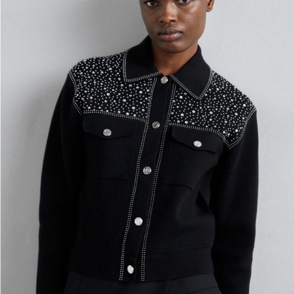 Maje embellished jacket with rhinestones